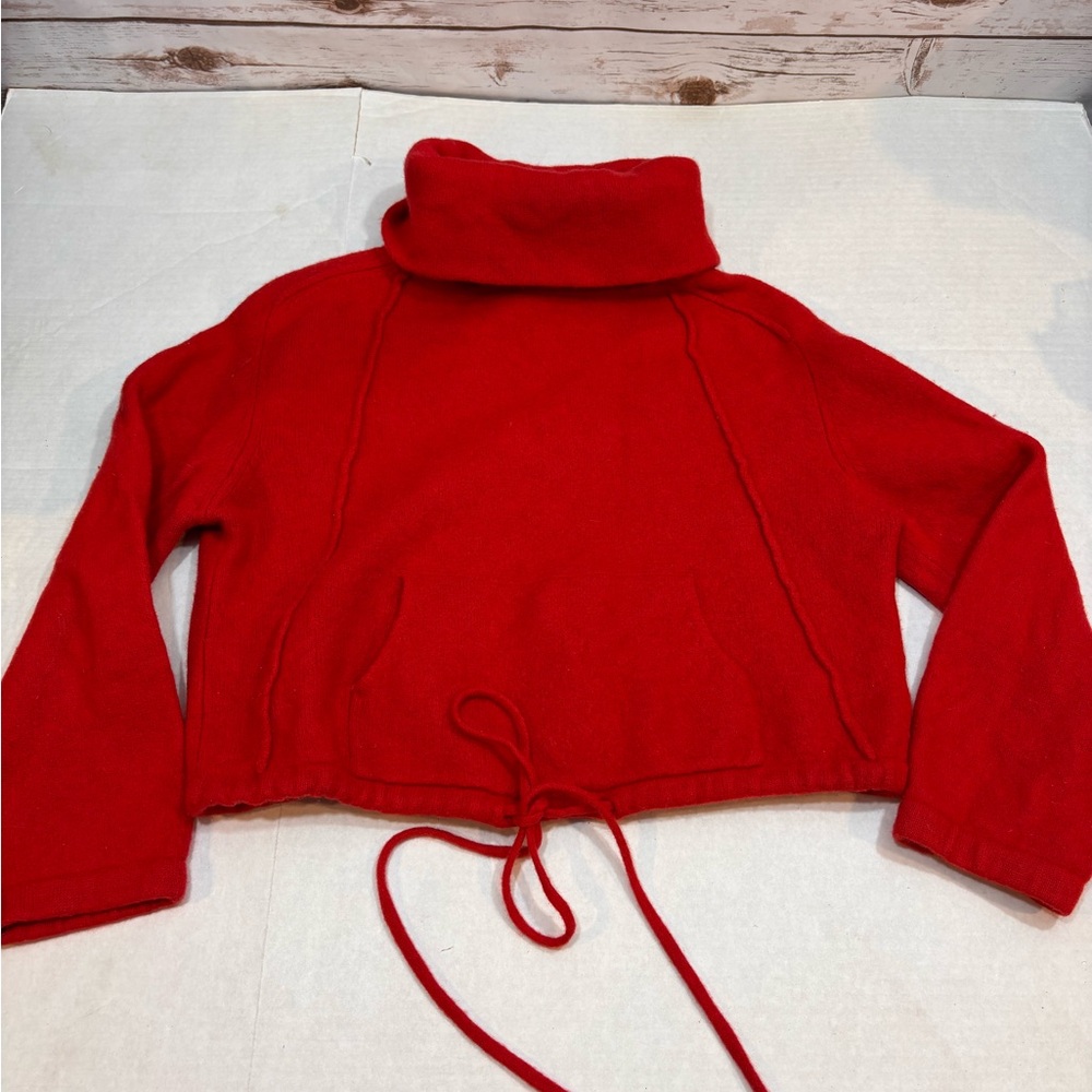 Anthropologie Field Flower Red Cowl Neck Sweater 100% Wool